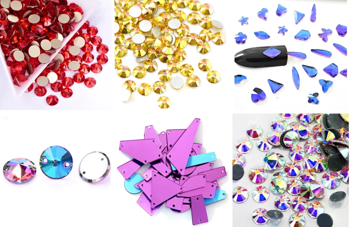 Hot Sale Fancy Acrylic Sew on Mirrors Rhinestones Beads with Holes for Clothing