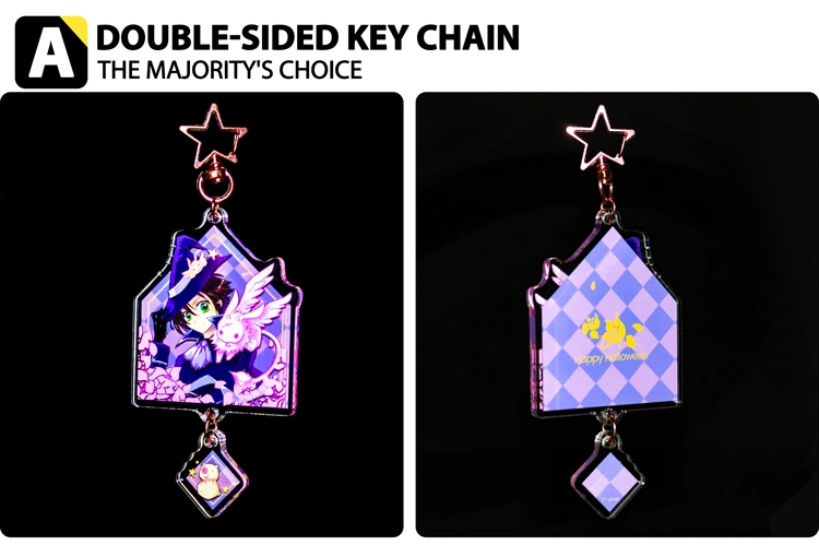 Custom Heart-Shaped Hologram Anime Glitter Custom Keychain Acrylic Keychain Charms