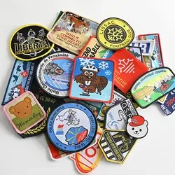 Self-Adhesive Black Embroidery Badge Cloth Stickers Down Clothes Bag Jeans Patch Sticker