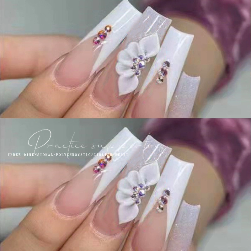 Wholesale 3D Side Acrylic Flowers Nail Charms Nail Carving Resin Rhinestones Special Shaped Diamond Petal Scale Decorations