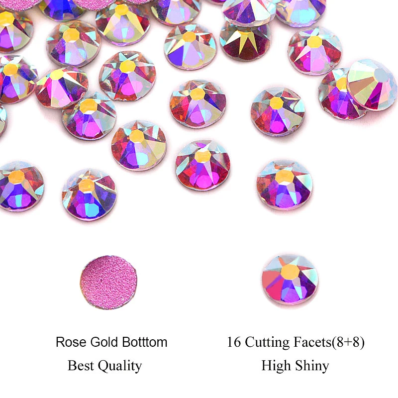 Wholesale Flat Back Loose Glass Strass Rose Gold Base Ss20 Clear Non Hot Fix Nail Art Rhinestones for Nail Decoration