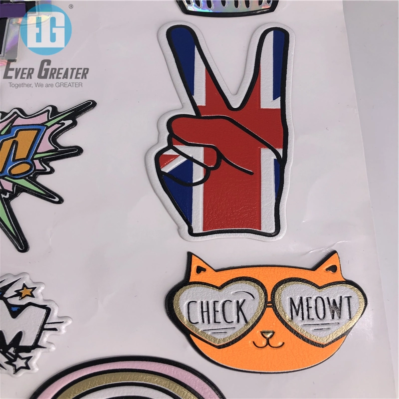 Promotion Removable Embroidery Stickers PU Leather Sticker