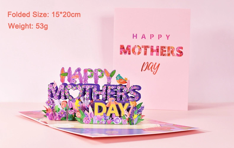 China Wholesale Fashion Mother&prime;s Day 3D Printing Thank You Greeting Cards