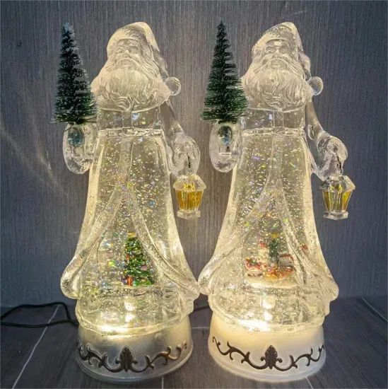 OEM Factory Customized Acrylic Craft Santa Claus Christmas Gift Home Decoration Table Lamp Night Light Clear Acrylic Crafts Manufacturer in China