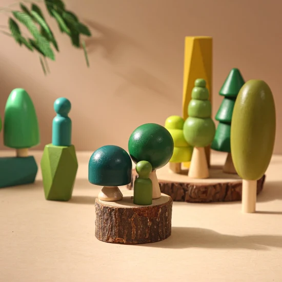 Wooden Miniature Tree Toys Balancing Stacking Stone Blocks Creative Educational Toys