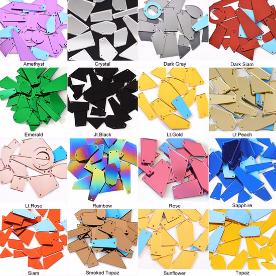 Hot Sale Fancy Acrylic Sew on Mirrors Rhinestones Beads with Holes for Clothing