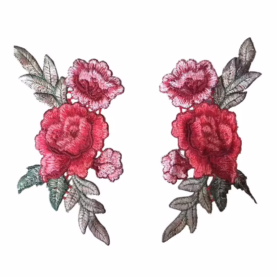 Abpf Hot Selling Rose Flower Embroidery Patches Patch Stickers for Clothing Custom Embroidered Patch for Hat