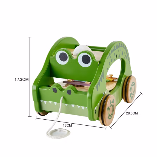 Kids Funny Wooden Pounding Knocking Musical Pull Along Toy