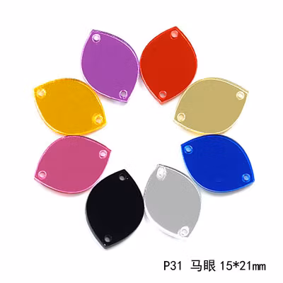 Hot Sale Fancy Acrylic Sew on Mirrors Rhinestones Beads with Holes for Clothing