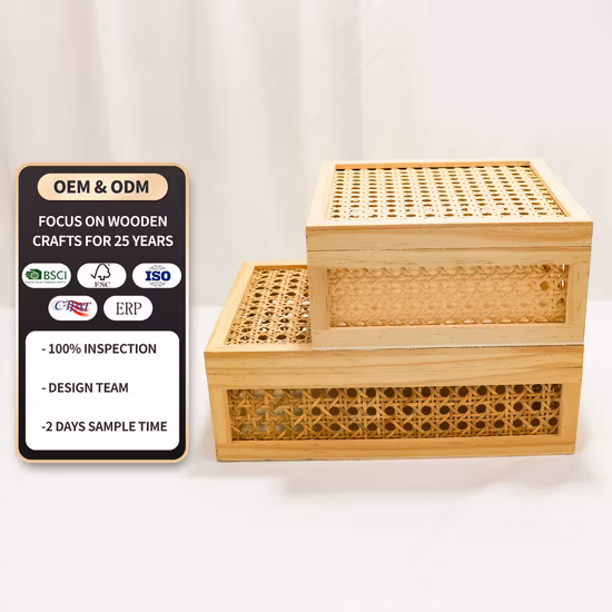 Craft Decorative Engraved Sliding Lid Box Storage Wooden Box