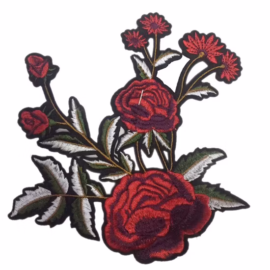 Abpf Hot Selling Rose Flower Embroidery Patches Patch Stickers for Clothing Custom Embroidered Patch for Hat