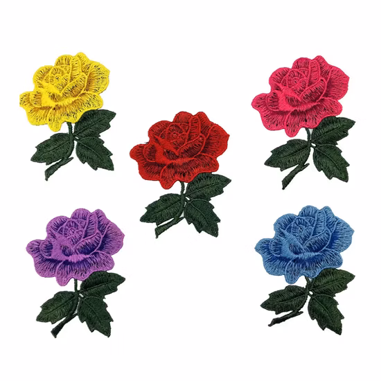 Abpf Hot Selling Rose Flower Embroidery Patches Patch Stickers for Clothing Custom Embroidered Patch for Hat