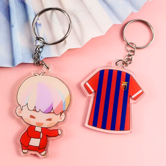 Custom Cute Printed Double Sided Clear Acrylic Resin Letter Keychain Holographic Charms