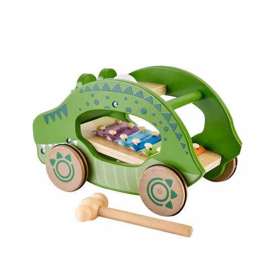 Kids Funny Wooden Pounding Knocking Musical Pull Along Toy